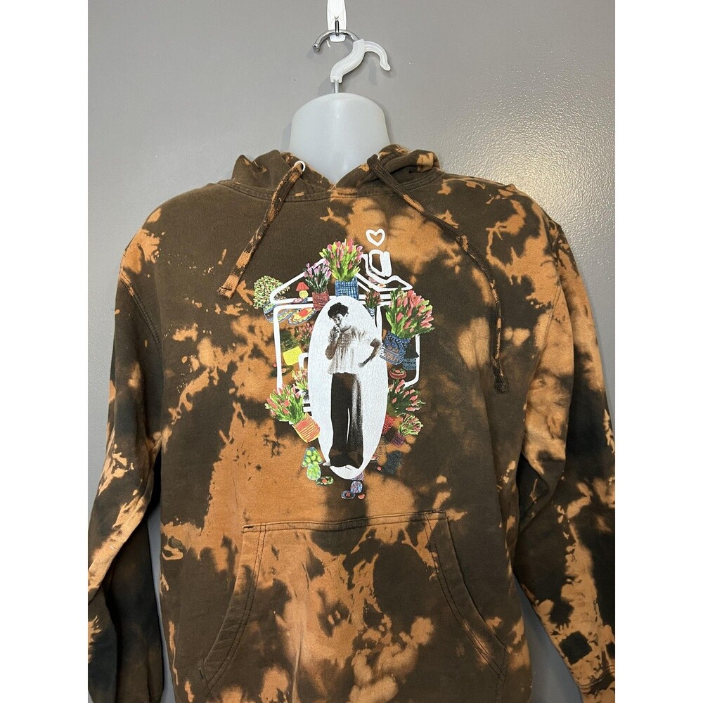 Harry Styles Hoodie Mens Large Brown Custom Tie Dye Graphic Pullover Sweatshirt